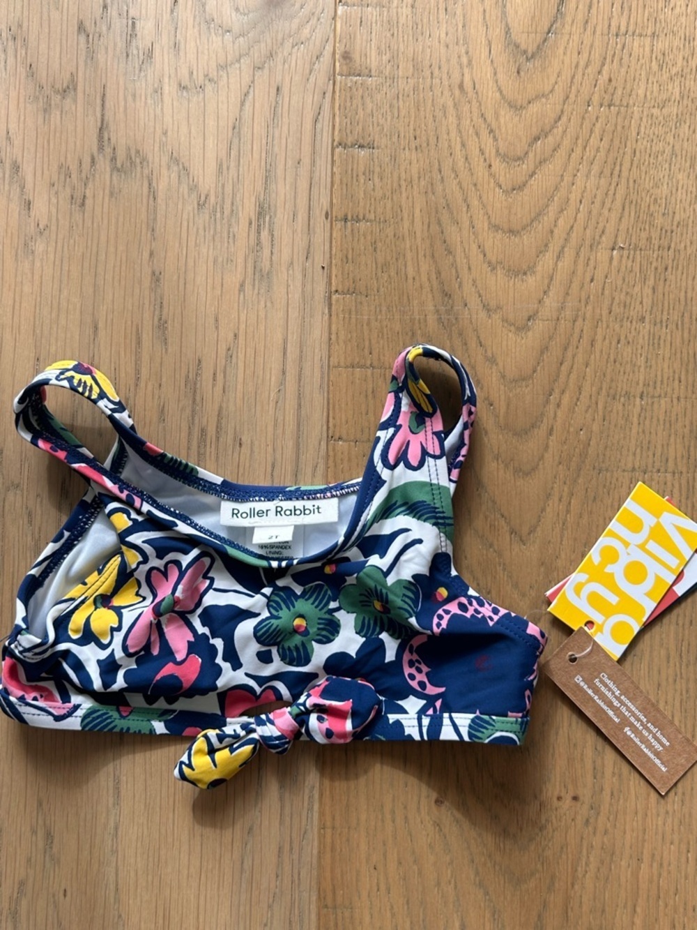 Roller Rabbit Girls Bikini Top 2T Floral Tie Front Swim Top NWT